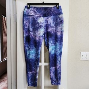 Zelos Blue Purple Tie Dye High Rise Active Leggings Women’s XL